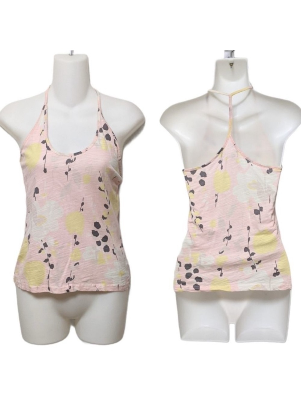 PARK VOGEL Pink Floral Cotton T-Back Tank Top S